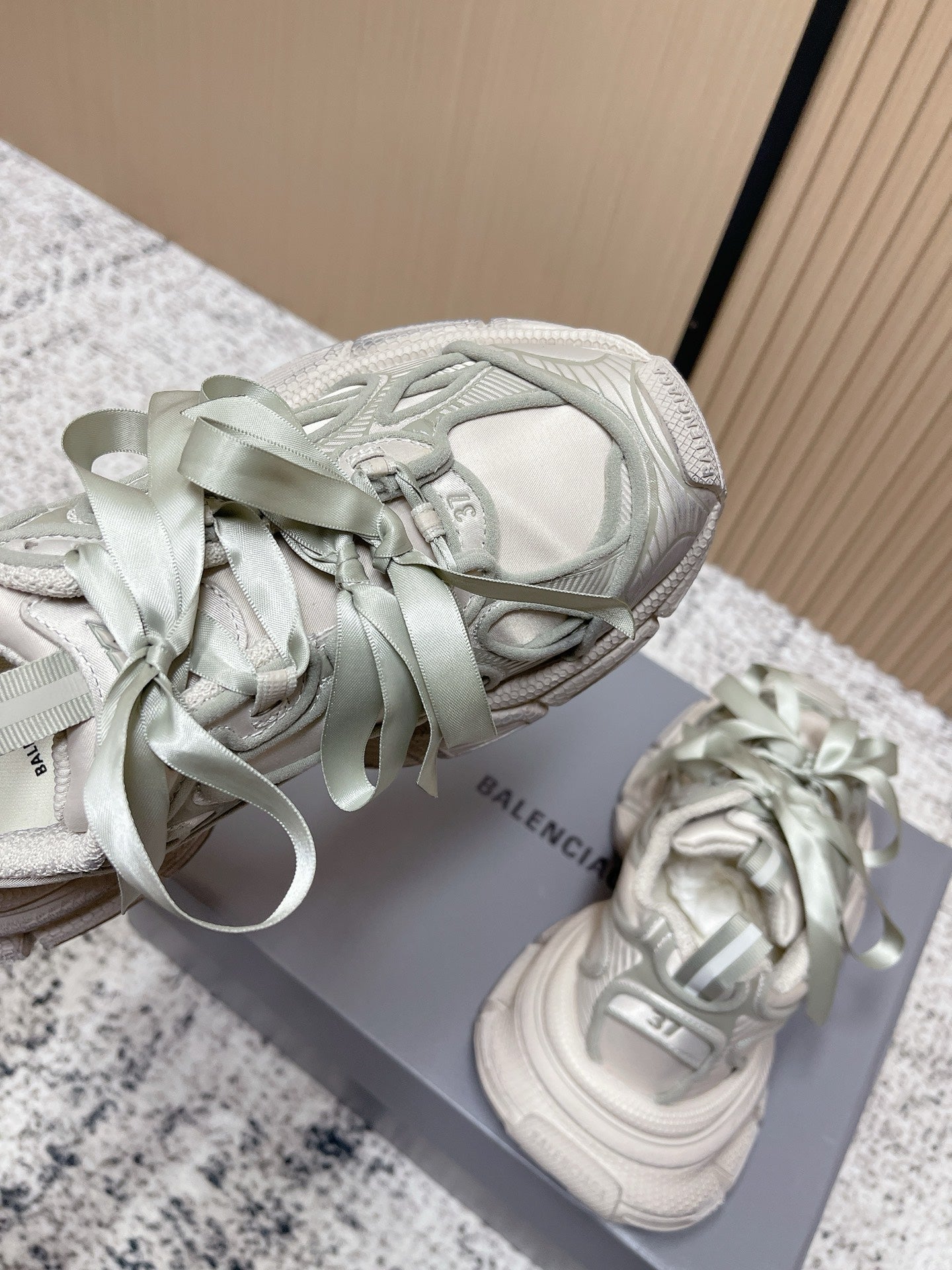 BALENCIAGA 25S 3XL SNEAKERS IN TAUPE GRAY PU LEATHER - 35