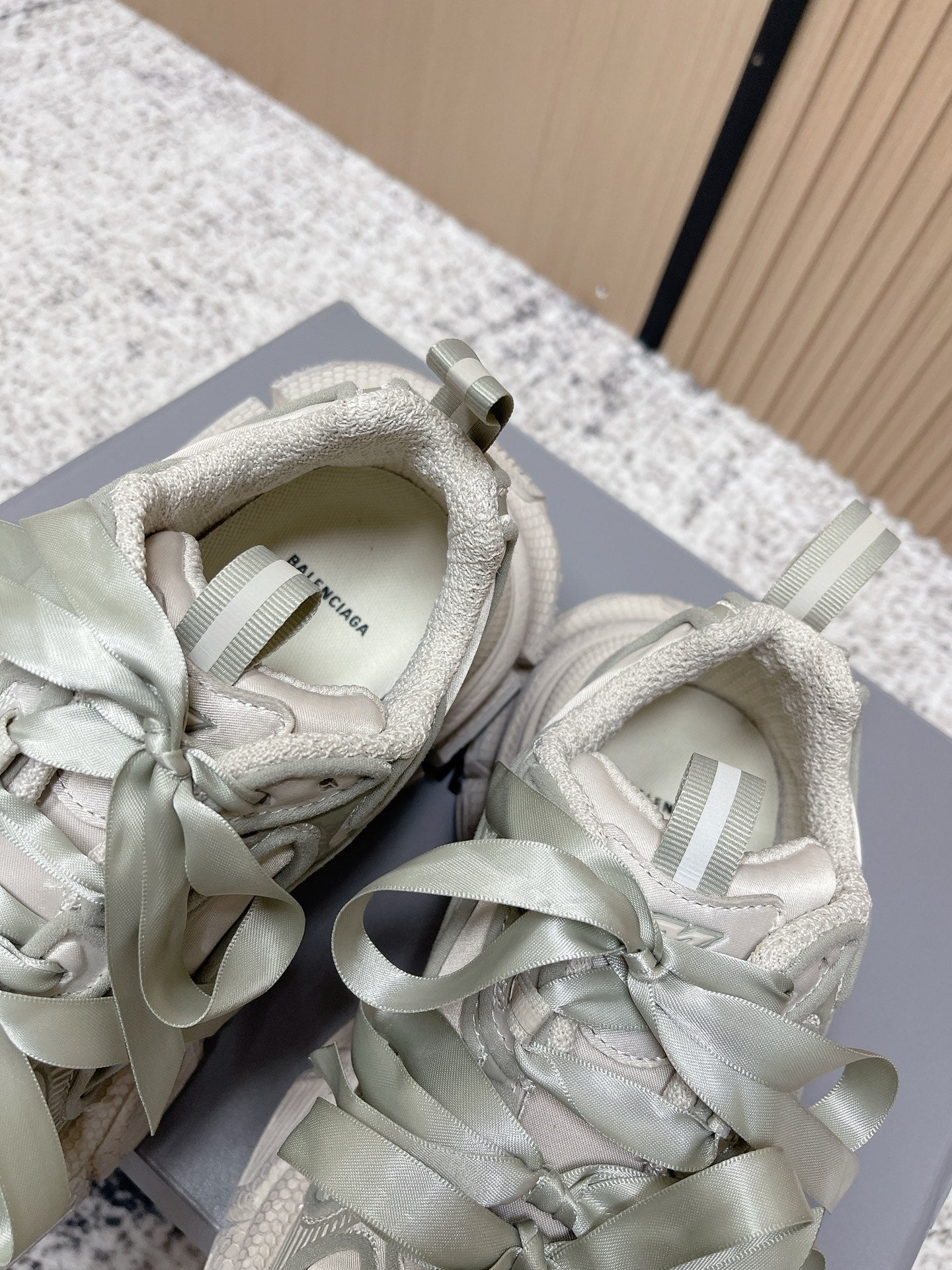 BALENCIAGA 25S 3XL SNEAKERS IN TAUPE GRAY PU LEATHER - 35