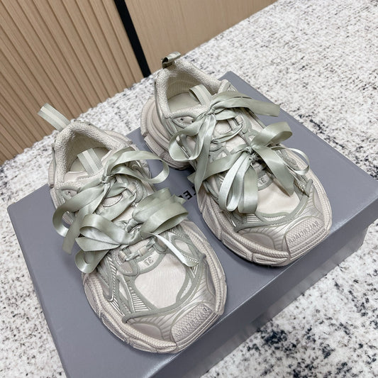 BALENCIAGA 25S 3XL SNEAKERS IN TAUPE GRAY PU LEATHER - 35