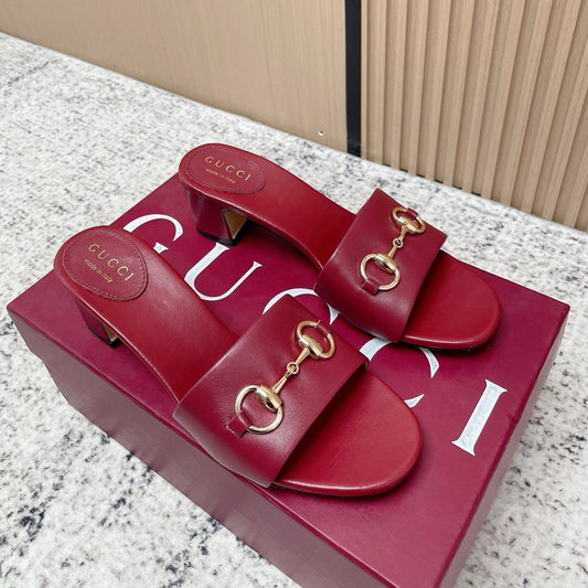 БОСОНІЖКИ GUCCI 26S HORSEBIT НА СЕРЕДНЬОМУ ПІДБОРАХ З ТЕМНО-ЧЕРВОНОЇ ТЕЛЯЧОЇ ШКІРИ