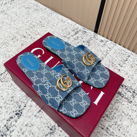 Шльопки GUCCI 26S з синього деніму