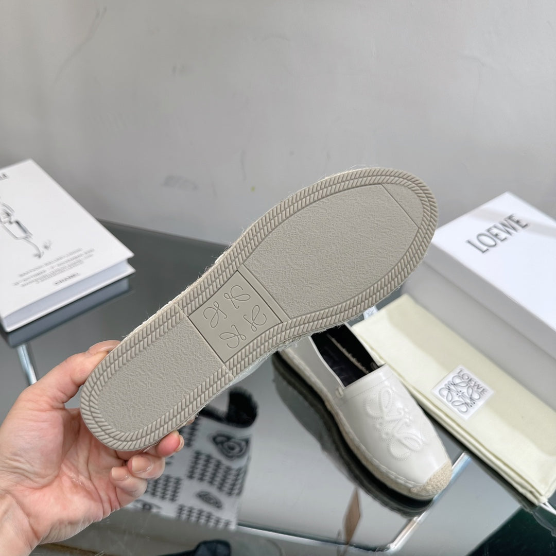 Loew Anagram Espadrille White Black Leather - 35