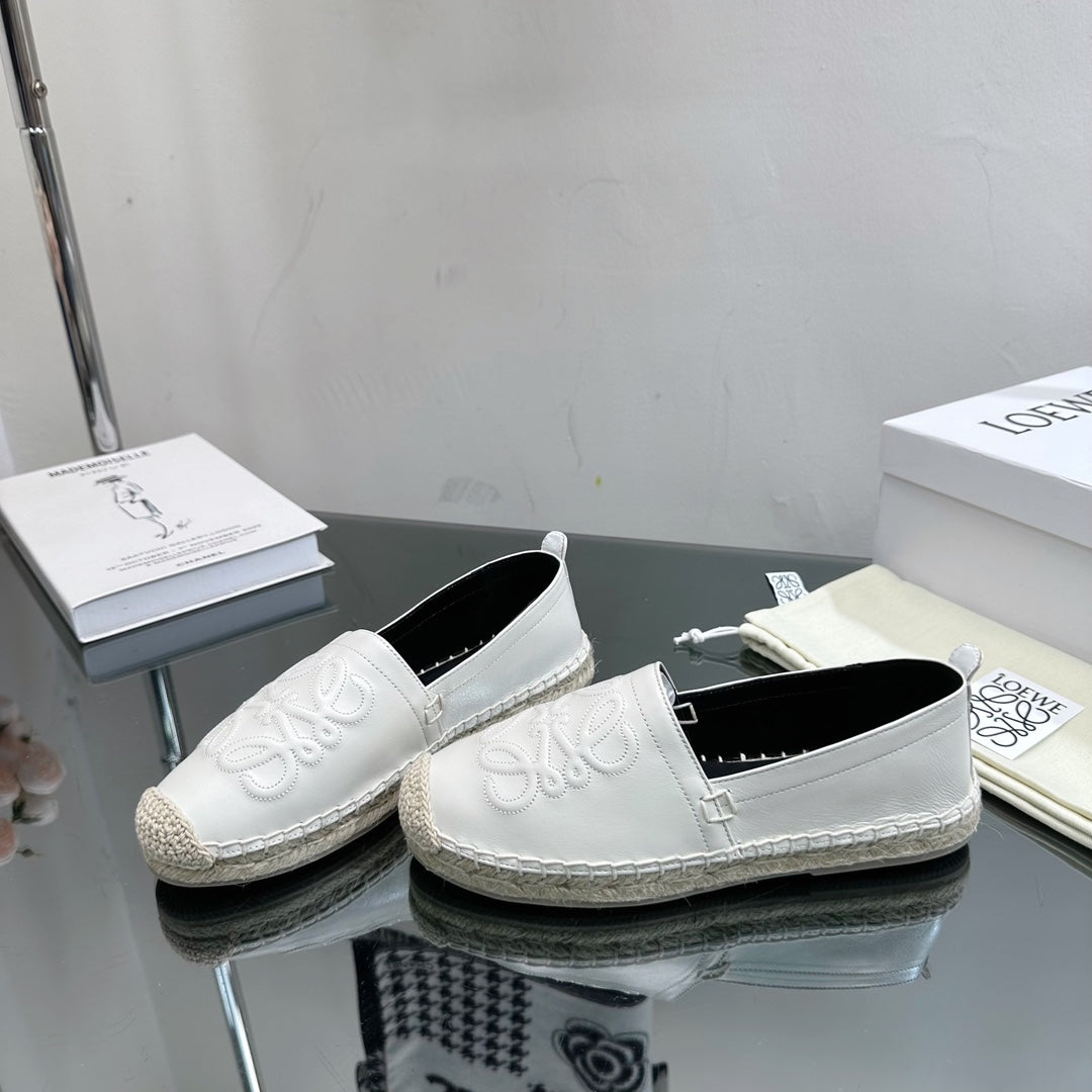 Loew Anagram Espadrille White Black Leather - 35