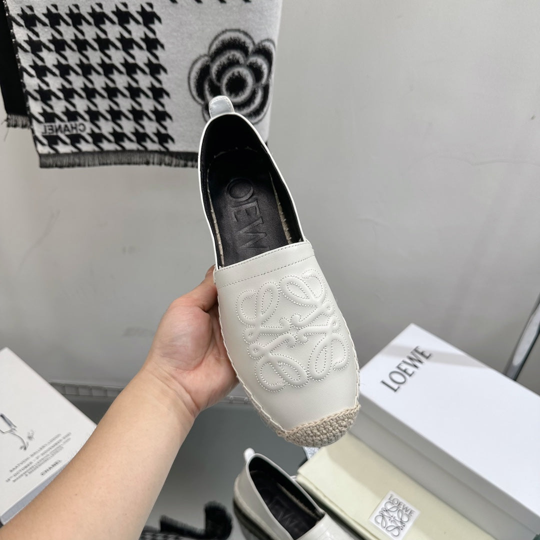 Loew Anagram Espadrille White Black Leather - 35