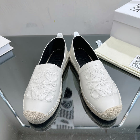 Loew Anagram Espadrille White Black Leather - 35