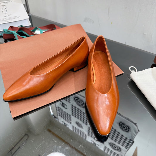 LP REBECCA BALLERINAS GLOSSY CARAMEL CALFSKIN - 35