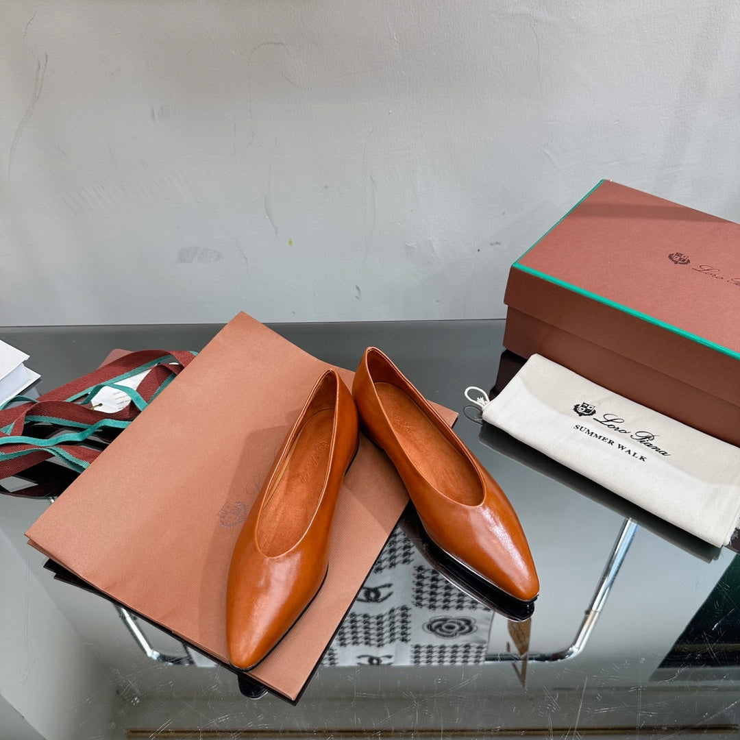 LP REBECCA BALLERINAS GLOSSY CARAMEL CALFSKIN - 35