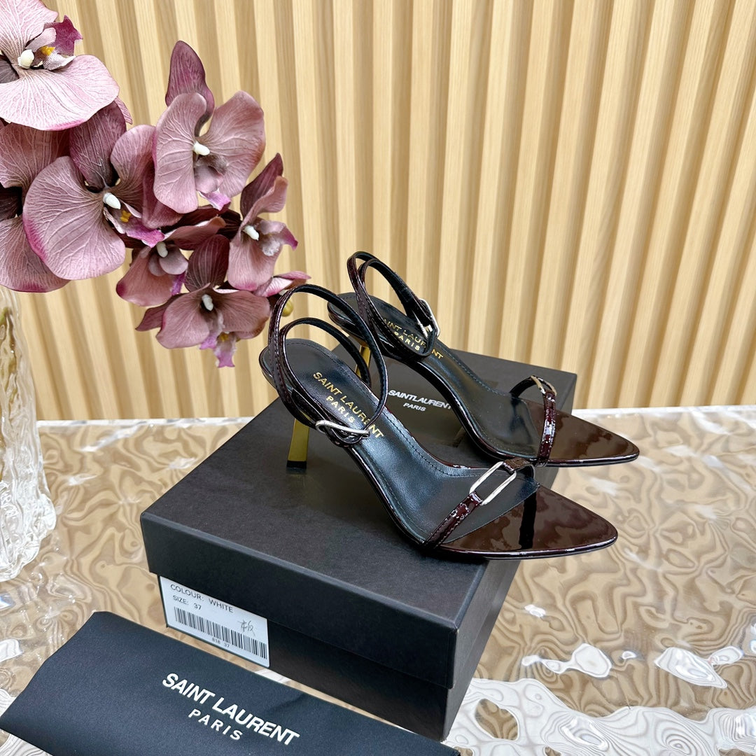 KITTY SANDALS 70 IN BLACK MAROON SHINY LEATHER - 35