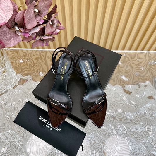 KITTY SANDALS 70 IN BLACK MAROON SHINY LEATHER - 35