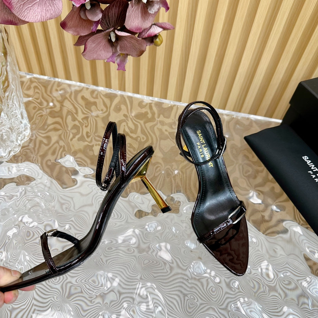KITTY SANDALS 70 IN BLACK MAROON SHINY LEATHER - 35
