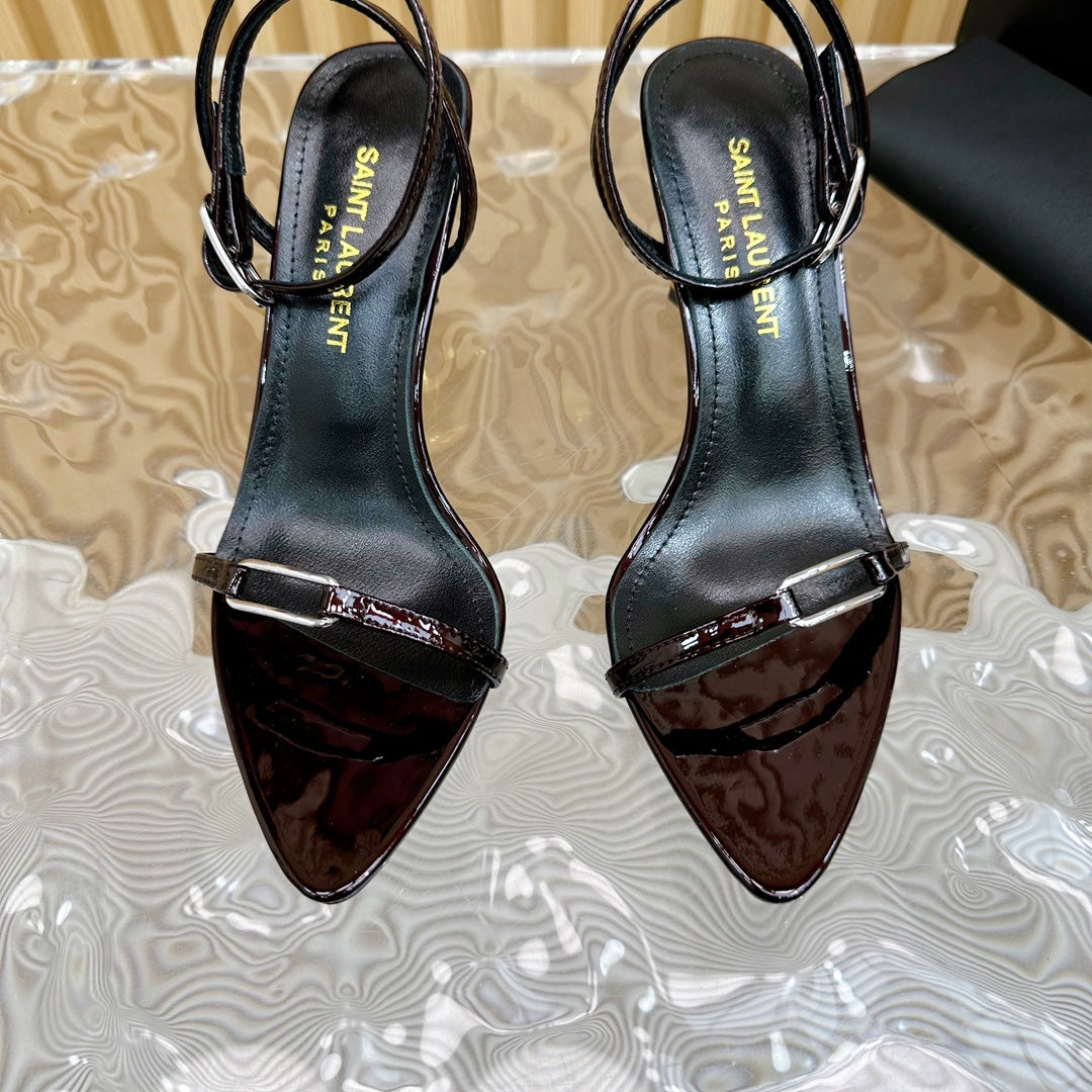 KITTY SANDALS 70 IN BLACK MAROON SHINY LEATHER - 35