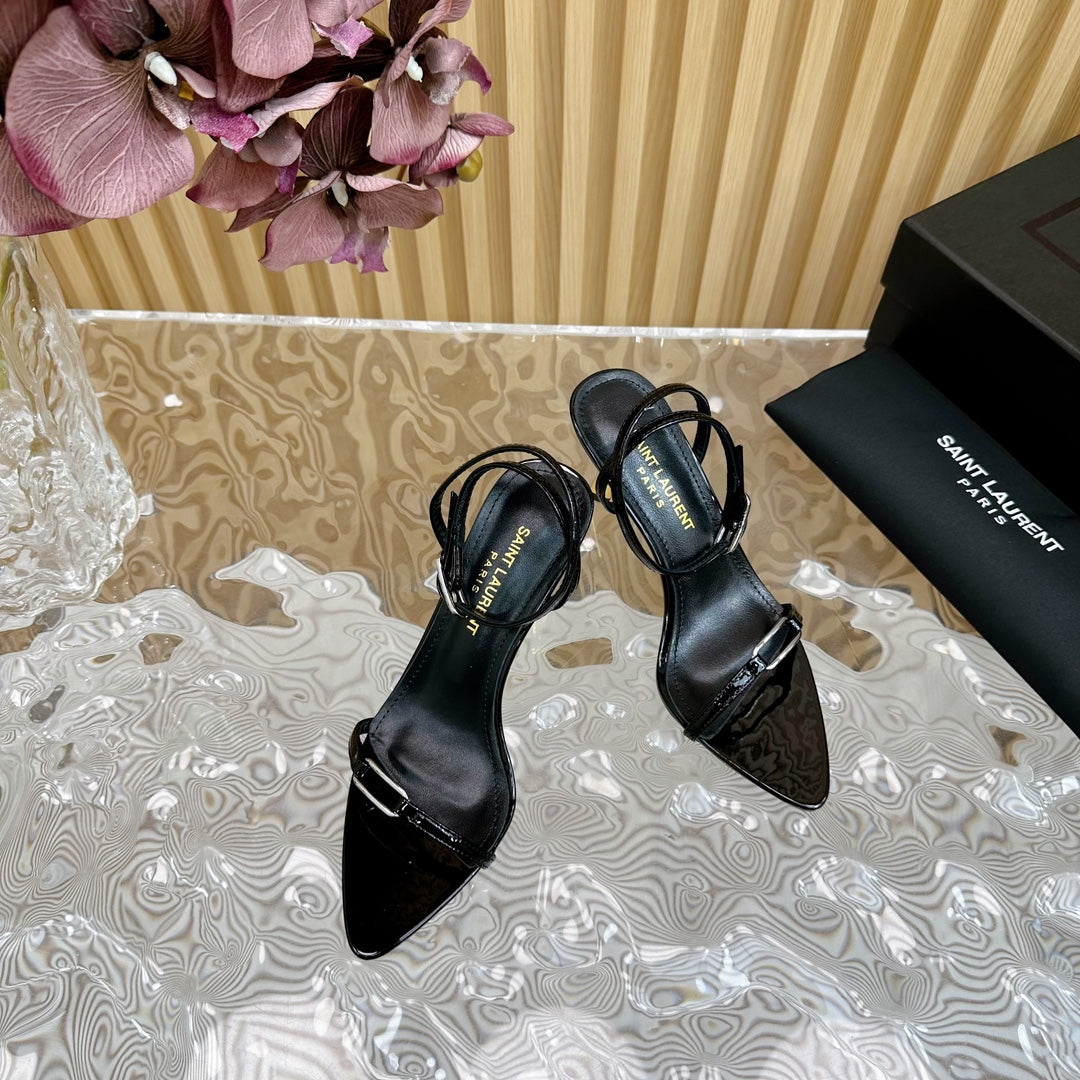 KITTY SANDALS 70 IN BLACK SHINY LEATHER - 35