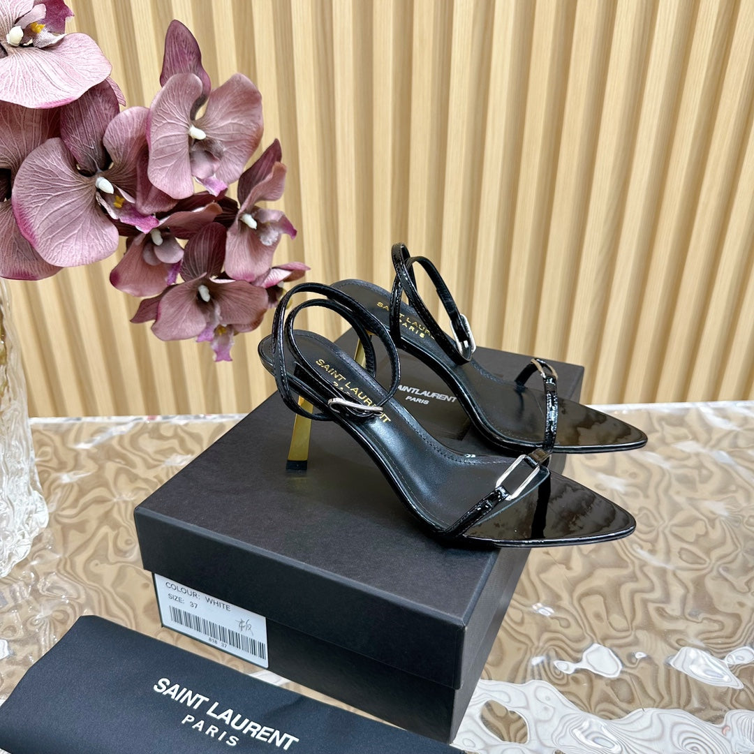 KITTY SANDALS 70 IN BLACK SHINY LEATHER - 35