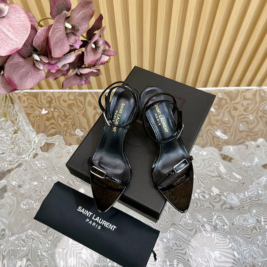 KITTY SANDALS 70 IN BLACK SHINY LEATHER - 35