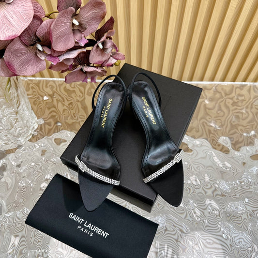 RENDEZ-VOUS SANDALS 70 IN SATIN CREPE BLACK LEATHER - 35