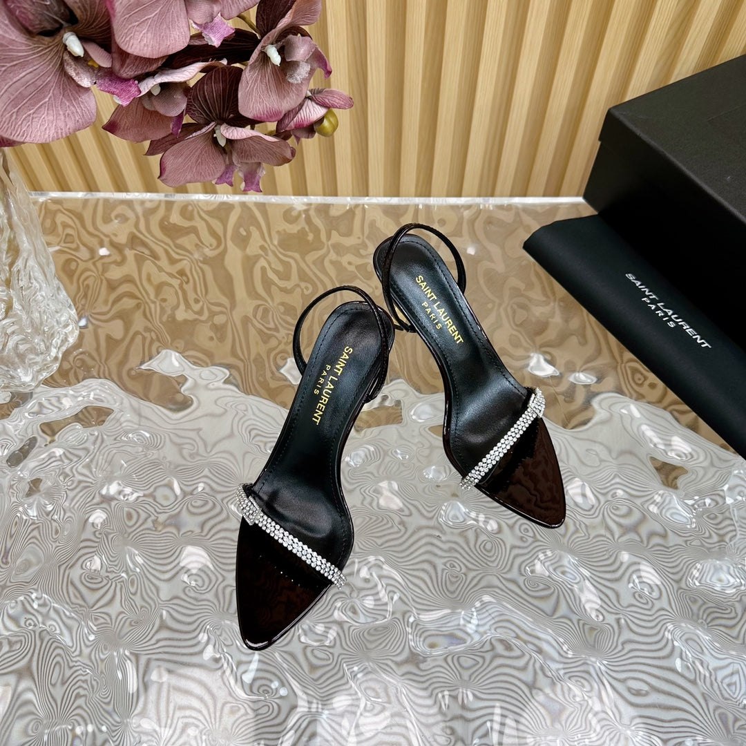 RENDEZ-VOUS SANDALS 70 IN SATIN CREPE BLACK MAROON LEATHER - 35