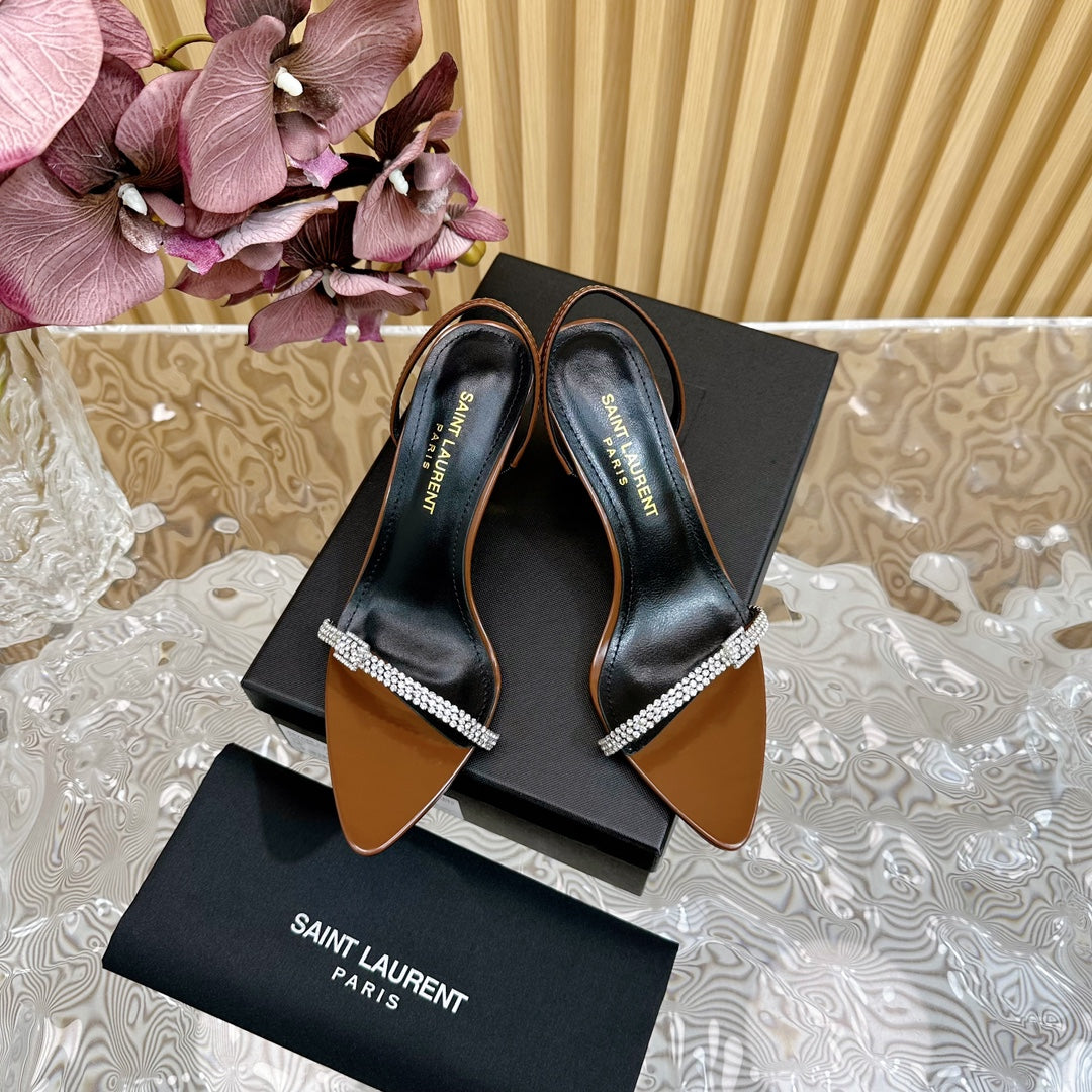 RENDEZ-VOUS SANDALS 70 IN SATIN CREPE BROWN LEATHER - 35