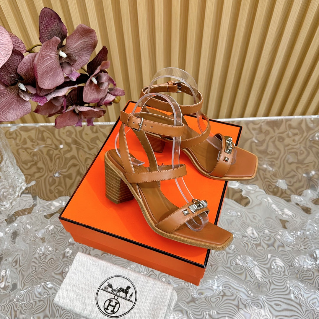 IVRESSE 65 SANDAL CARAMEL CALFSKIN - 35