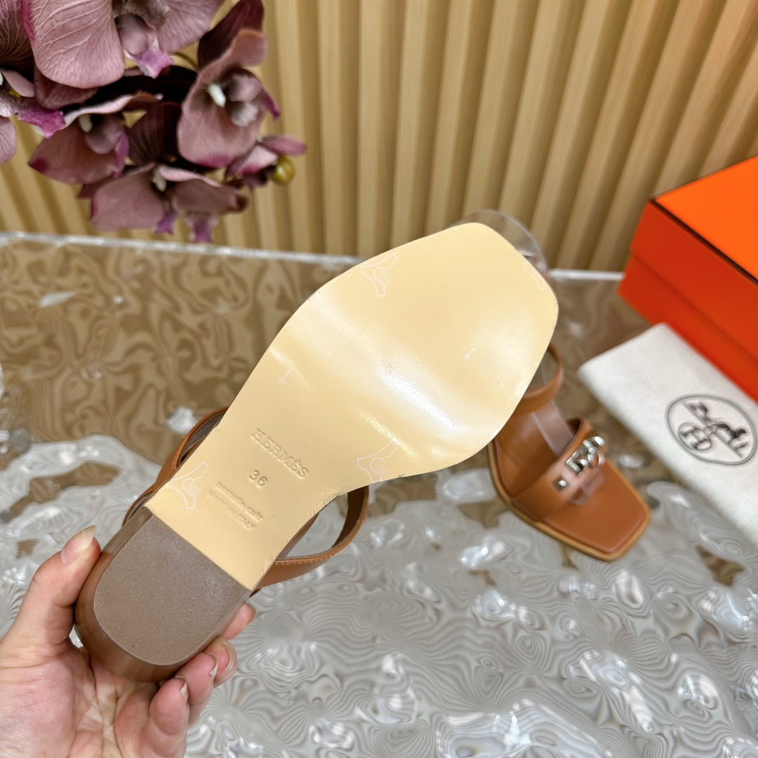 IVRESSE 65 SANDAL CARAMEL CALFSKIN - 35