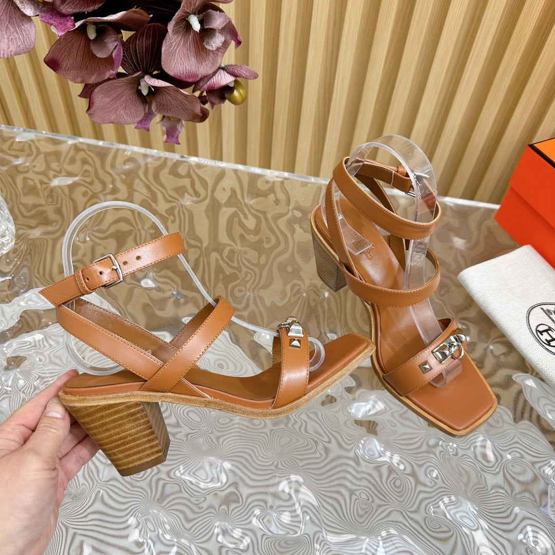 IVRESSE 65 SANDAL CARAMEL CALFSKIN - 35