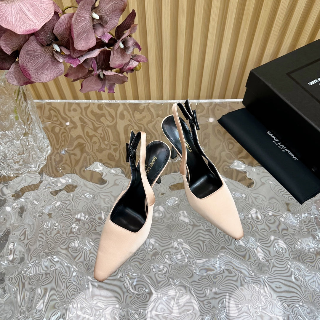 SL DUNE SLINGBACK PUMPS BISQUE SATIN - 35