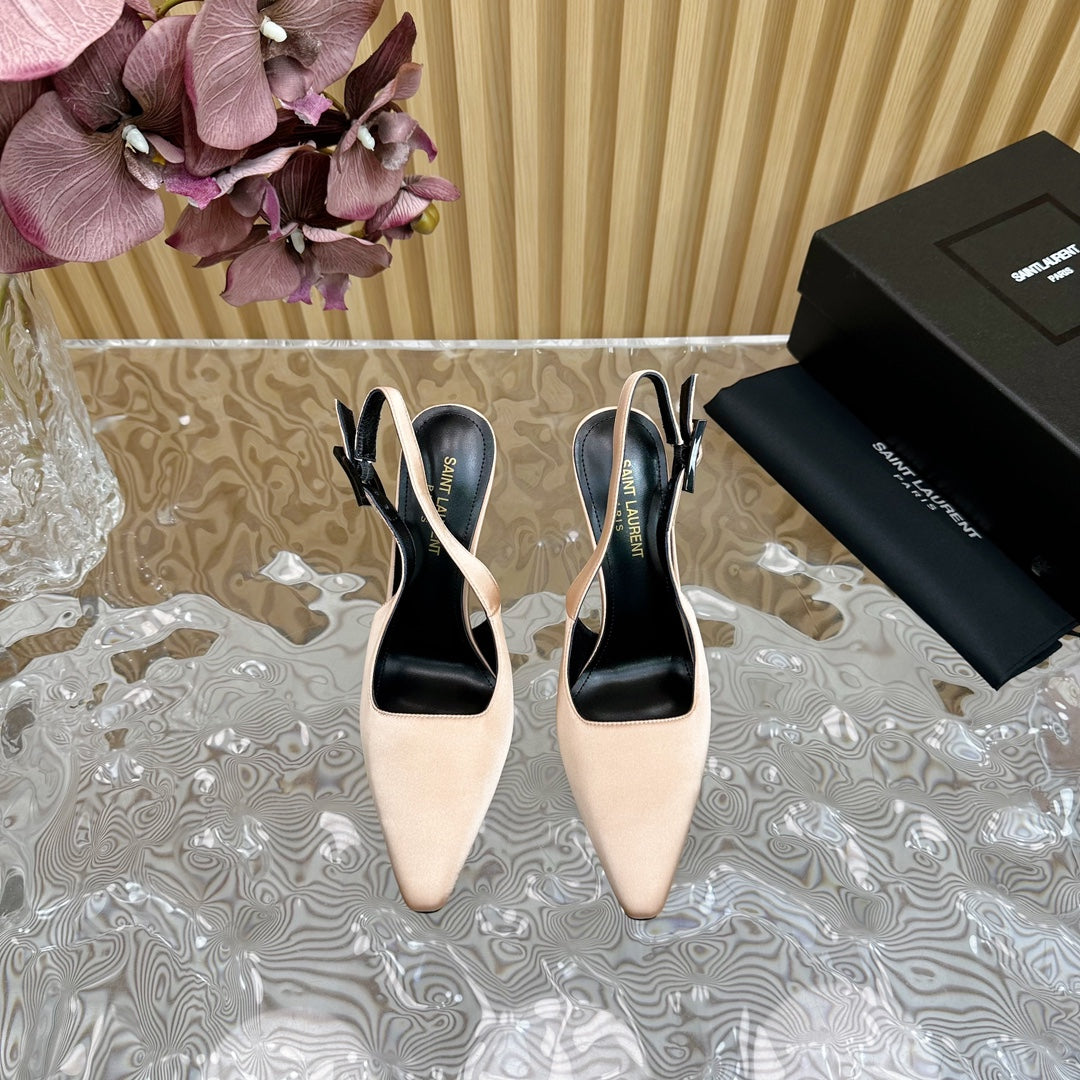 SL DUNE SLINGBACK PUMPS BISQUE SATIN - 35