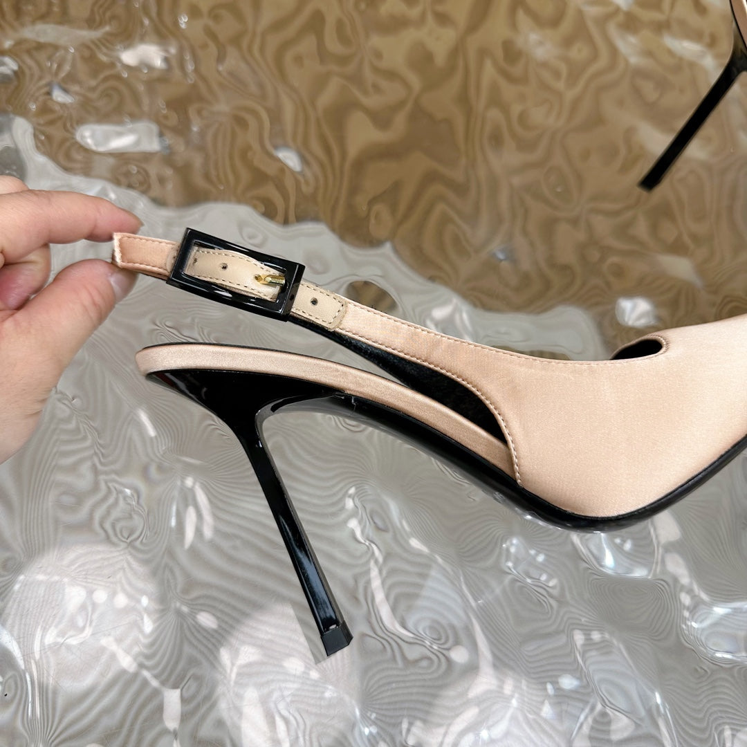 SL DUNE SLINGBACK PUMPS BISQUE SATIN - 35