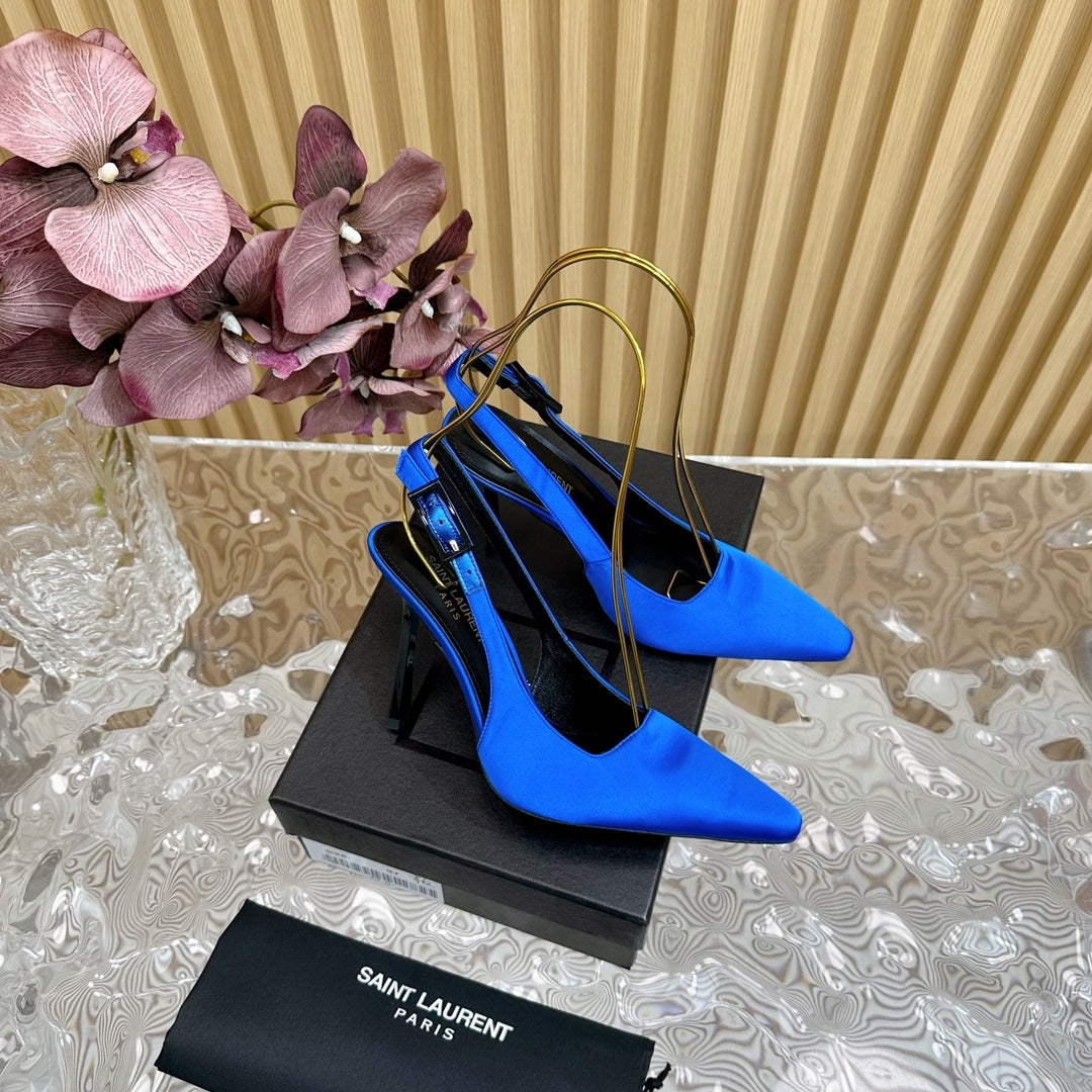 SL DUNE SLINGBACK PUMPS COBALT SATIN - 35