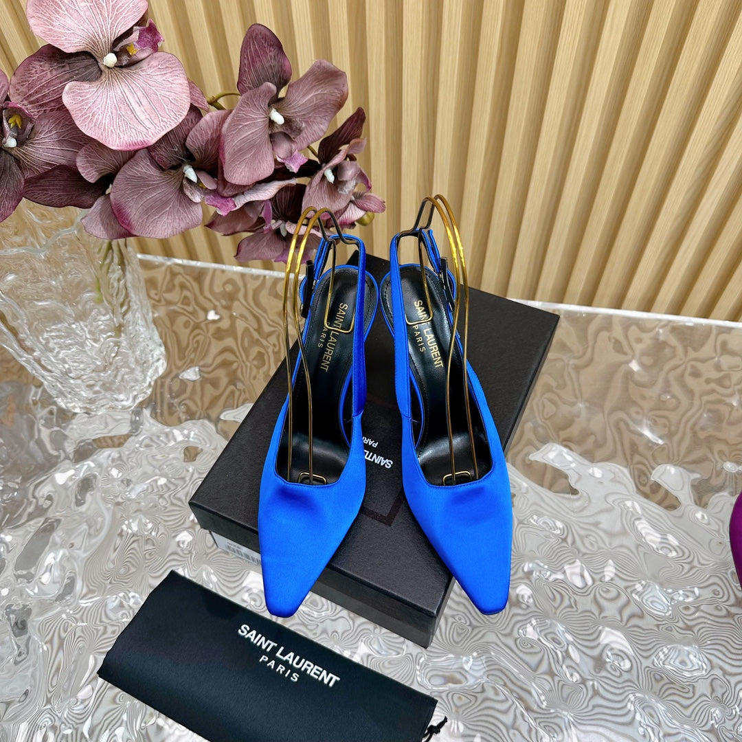 SL DUNE SLINGBACK PUMPS COBALT SATIN - 35