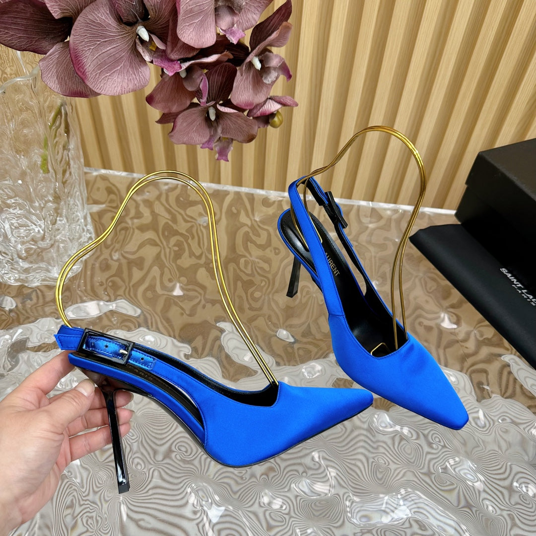 SL DUNE SLINGBACK PUMPS COBALT SATIN - 35