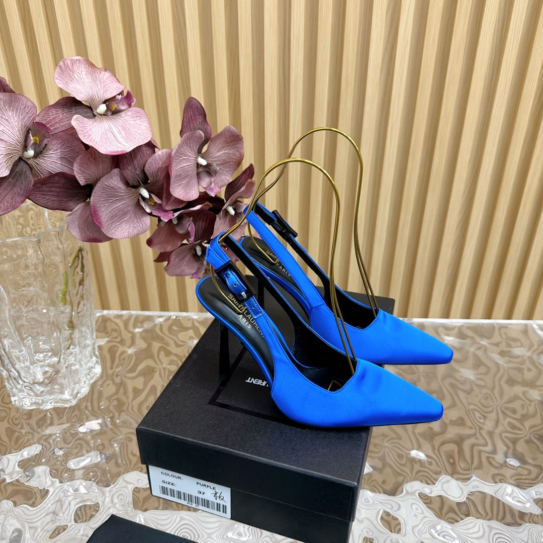 SL DUNE SLINGBACK PUMPS COBALT SATIN - 35
