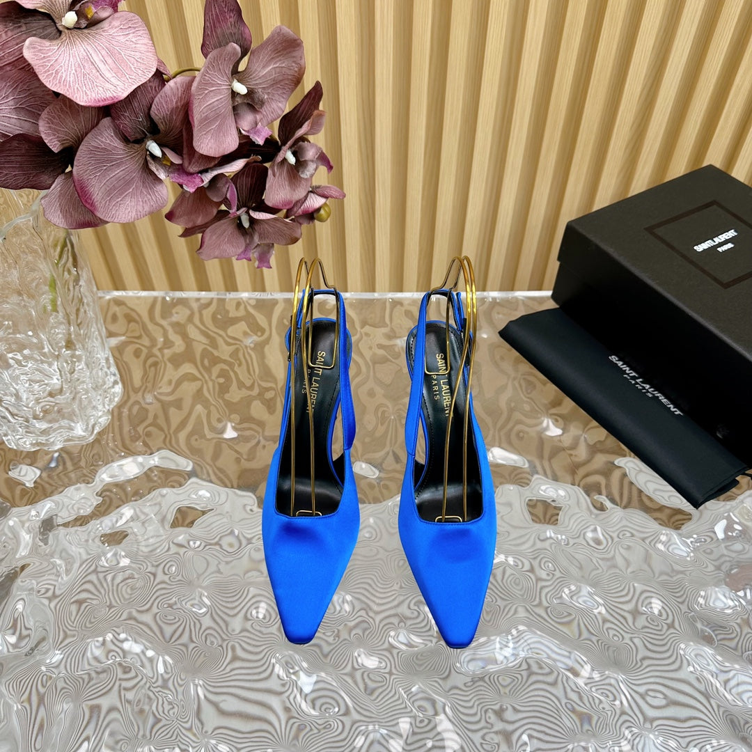 SL DUNE SLINGBACK PUMPS COBALT SATIN - 35