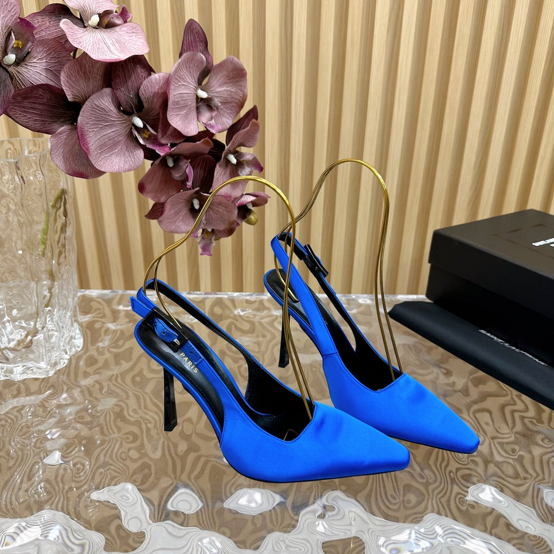 SL DUNE SLINGBACK PUMPS COBALT SATIN - 35