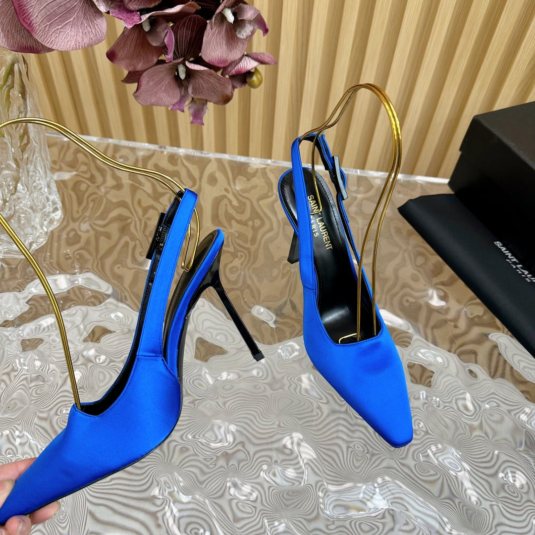 SL DUNE SLINGBACK PUMPS COBALT SATIN - 35