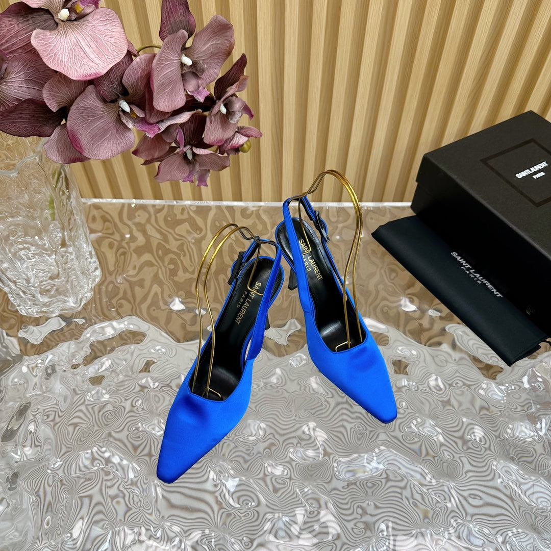 SL DUNE SLINGBACK PUMPS COBALT SATIN - 35