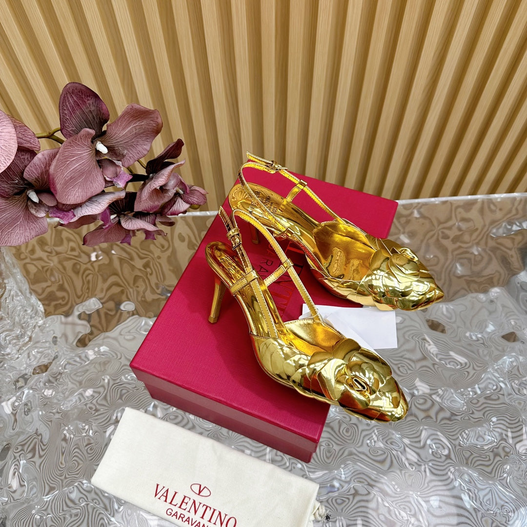 ATELIER SLINGBACK HEELS 75 MM IN GOLD METALLIC CALFSKIN - 35