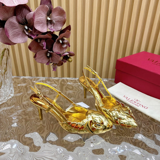 ATELIER SLINGBACK HEELS 75 MM IN GOLD METALLIC CALFSKIN - 35