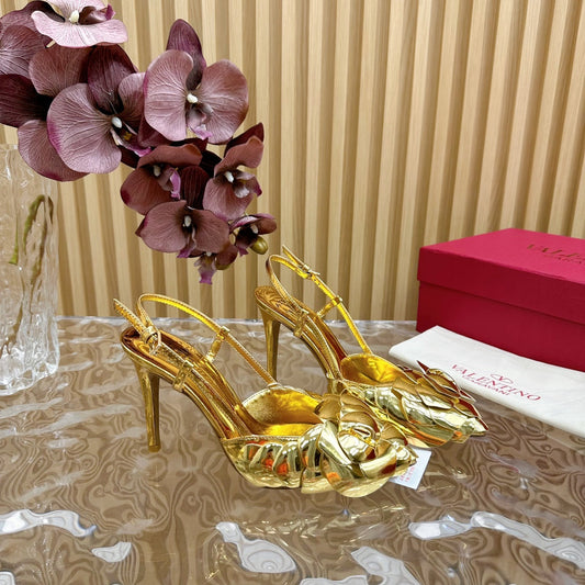 ATELIER SLINGBACK HEELS 95 MM IN GOLD METALLIC CALFSKIN - 35