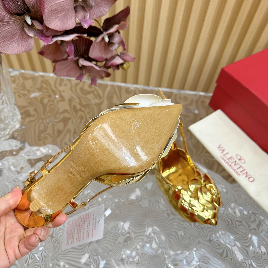 ATELIER SLINGBACK HEELS 95 MM IN GOLD METALLIC CALFSKIN - 35