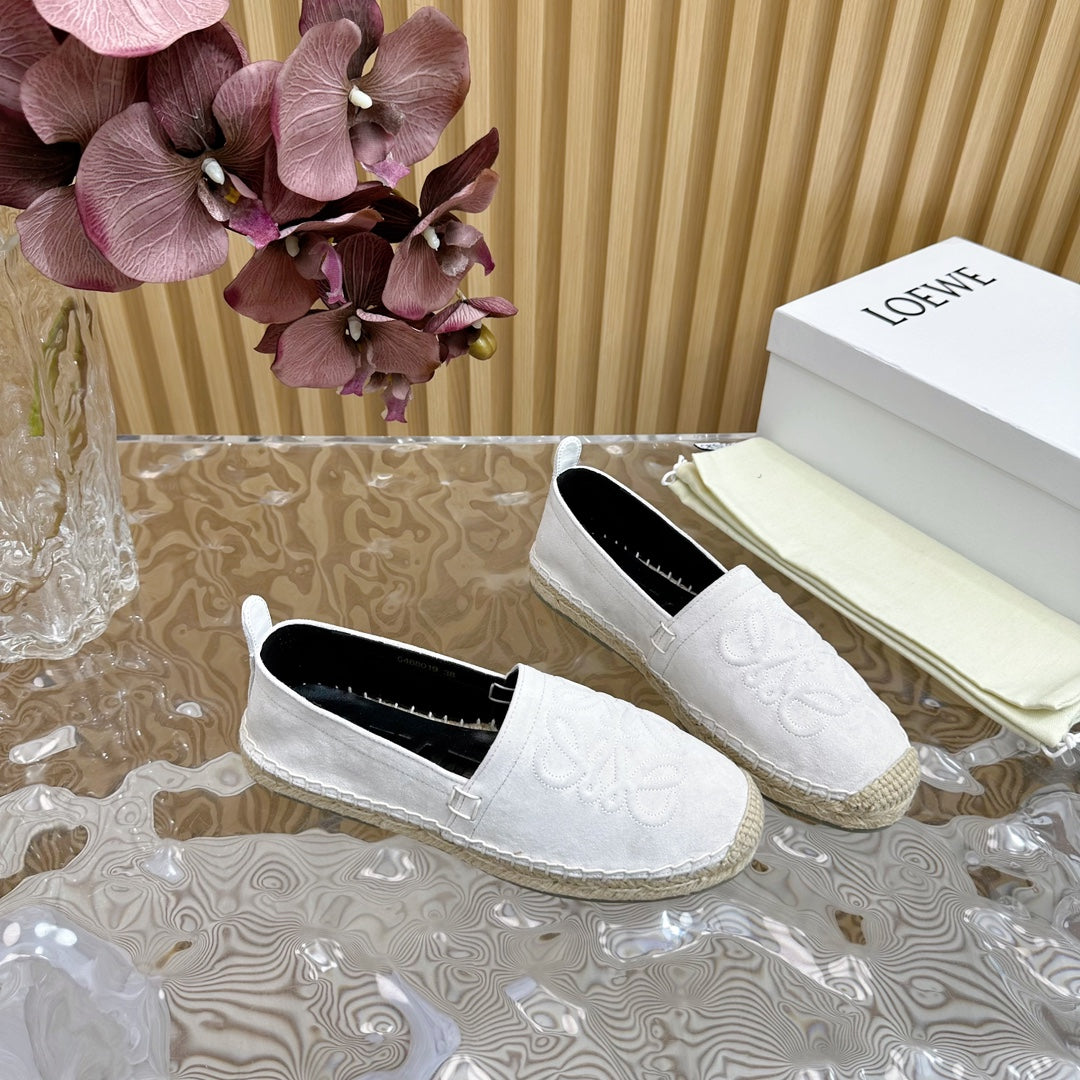 Loew Anagram Espadrille White Suede Black Calfskin - 35