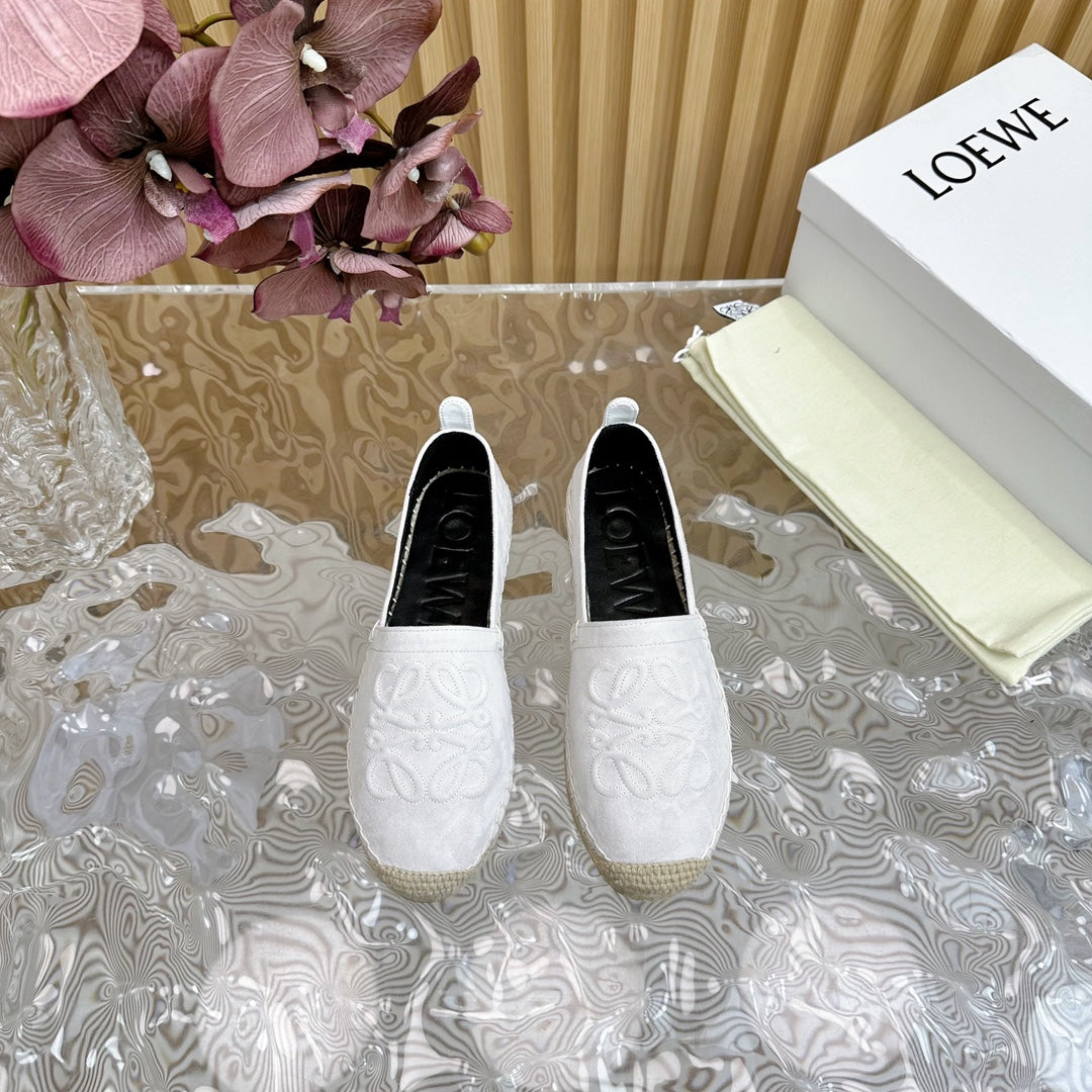 Loew Anagram Espadrille White Suede Black Calfskin - 35