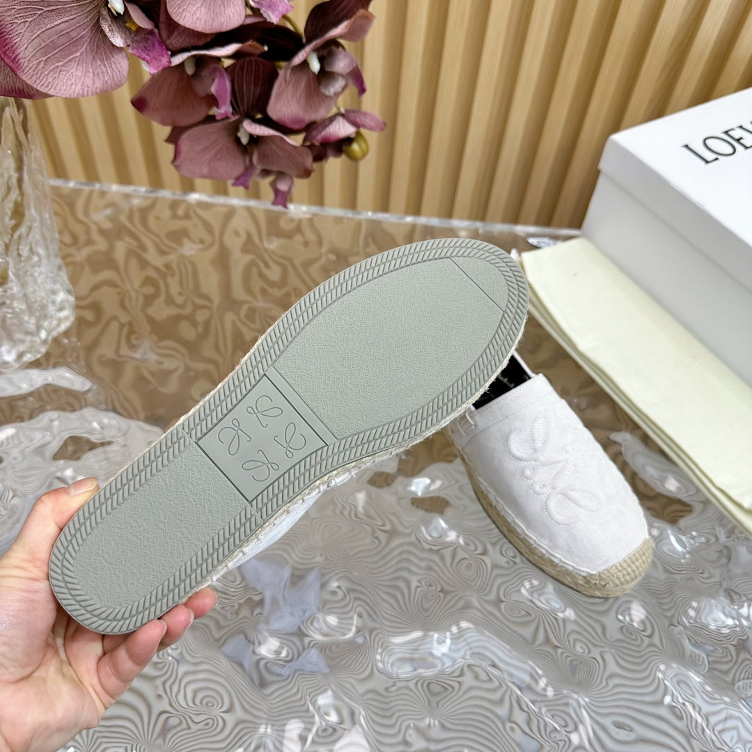 Loew Anagram Espadrille White Suede Black Calfskin - 35