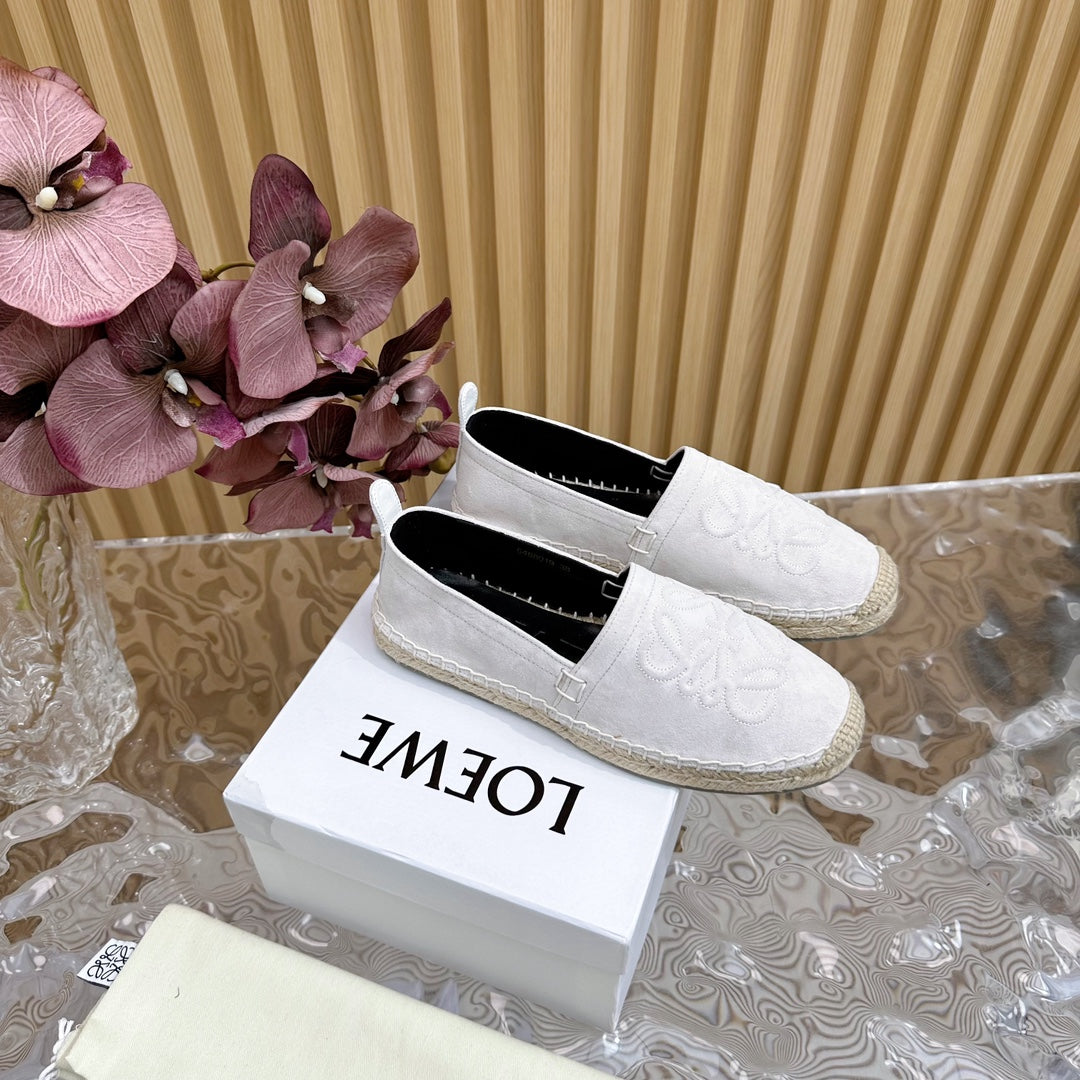 Loew Anagram Espadrille White Suede Black Calfskin - 35