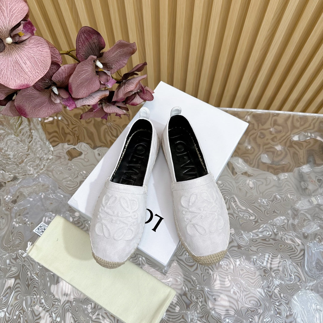 Loew Anagram Espadrille White Suede Black Calfskin - 35