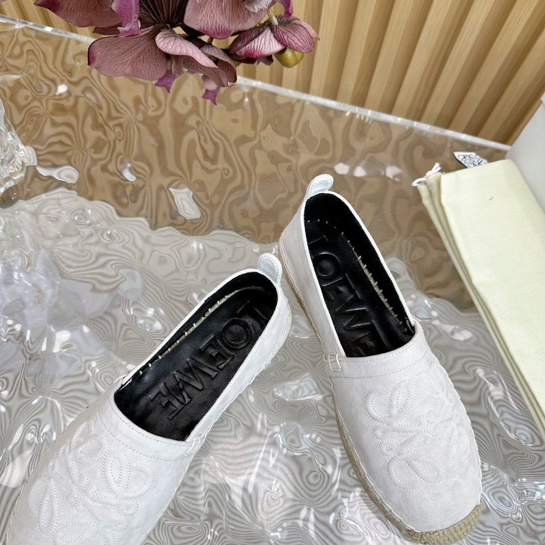 Loew Anagram Espadrille White Suede Black Calfskin - 35