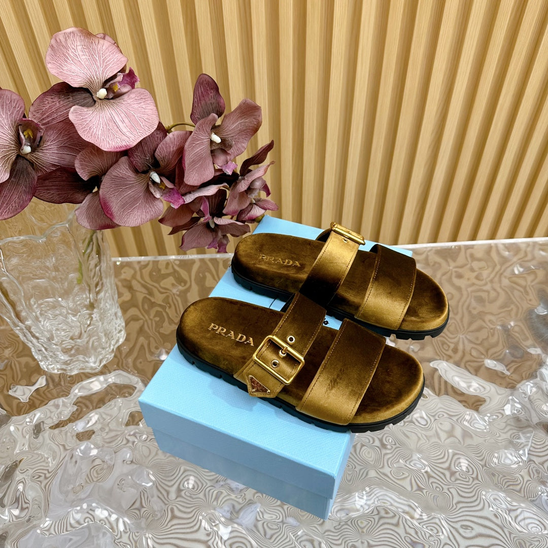 PRA SLIDES SANDALS AMBER VELVET - 35