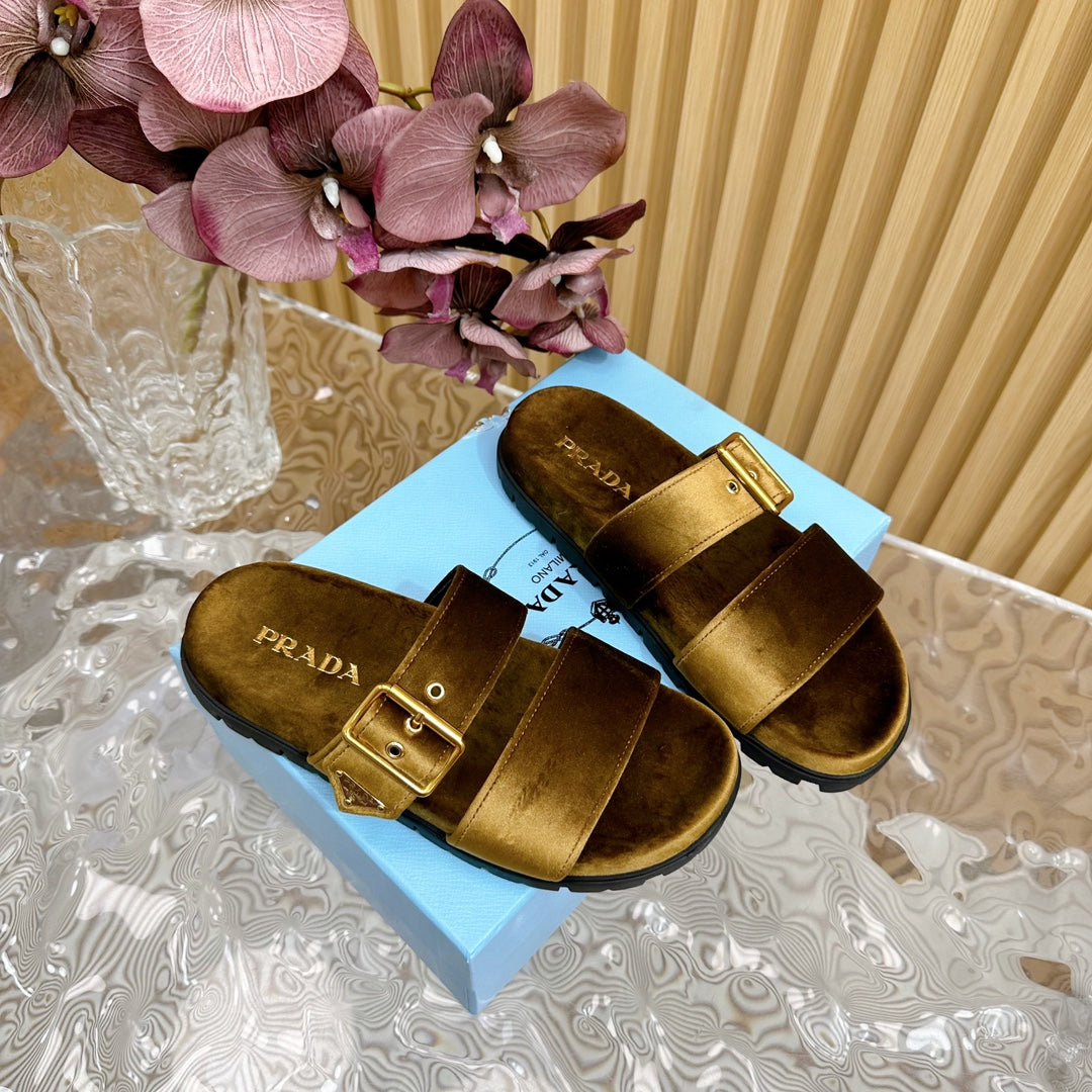 PRA SLIDES SANDALS AMBER VELVET - 35