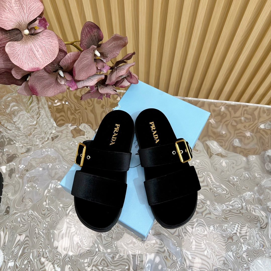 PRA SLIDES SANDALS BLACK VELVET - 35
