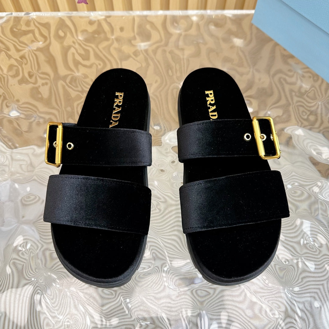 PRA SLIDES SANDALS BLACK VELVET - 35