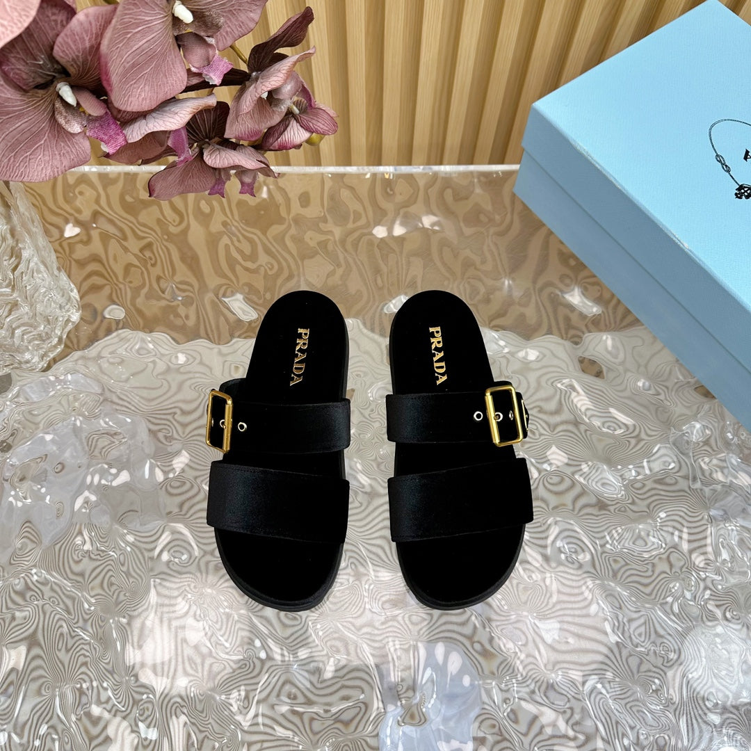 PRA SLIDES SANDALS BLACK VELVET - 35